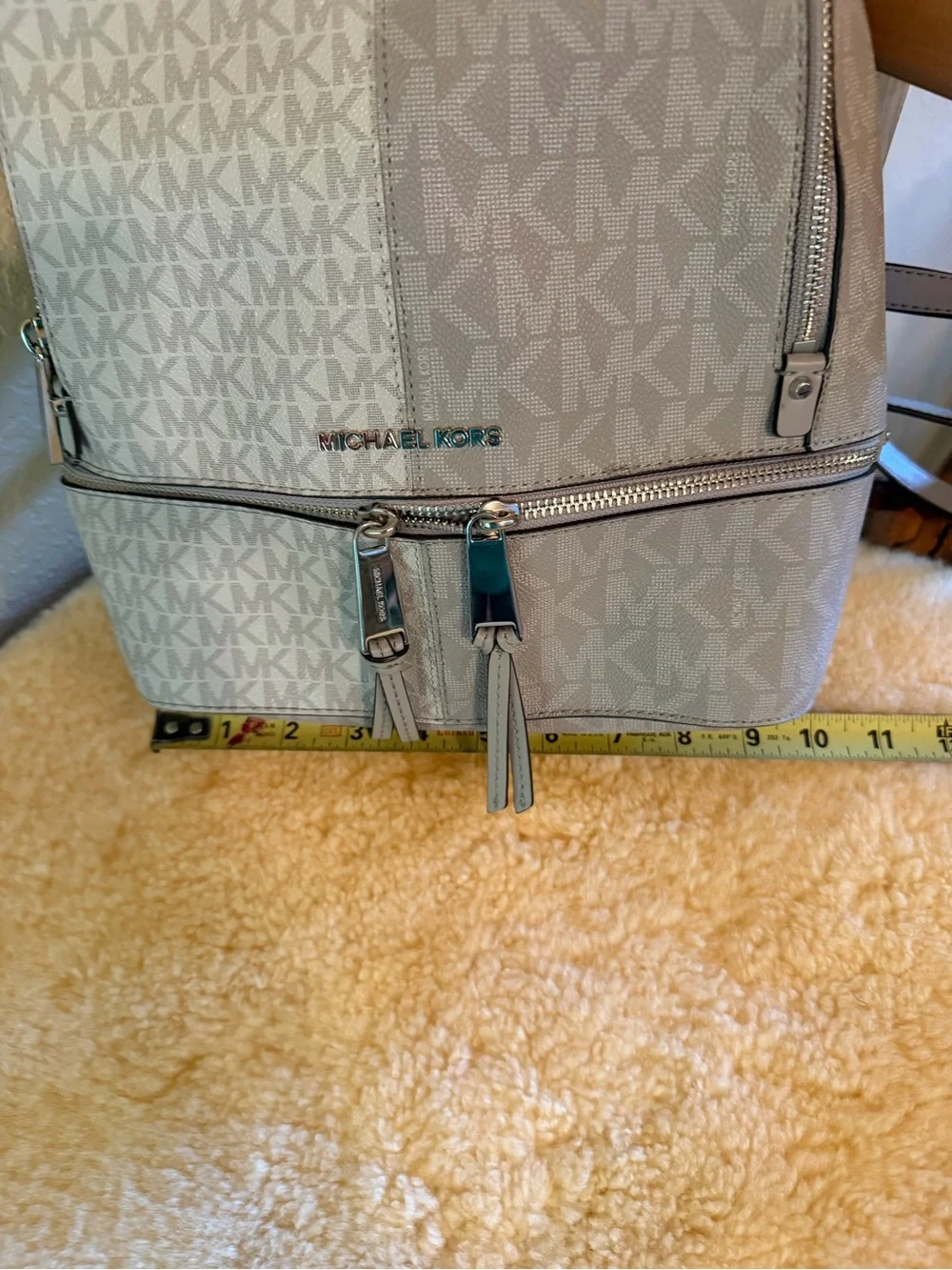 MICHAEL KORS Two Toned Gray RHEA Large Logo Backpack - used once